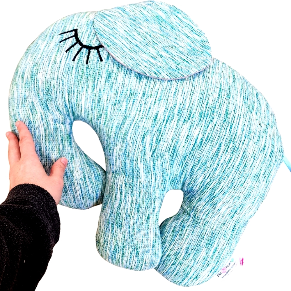 Decorative Blue Plush Stuffed Pillow Elephant